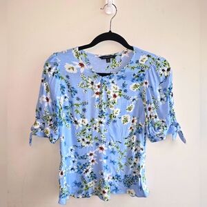 Banana Republic Blue Floral Peplum Top Size XS